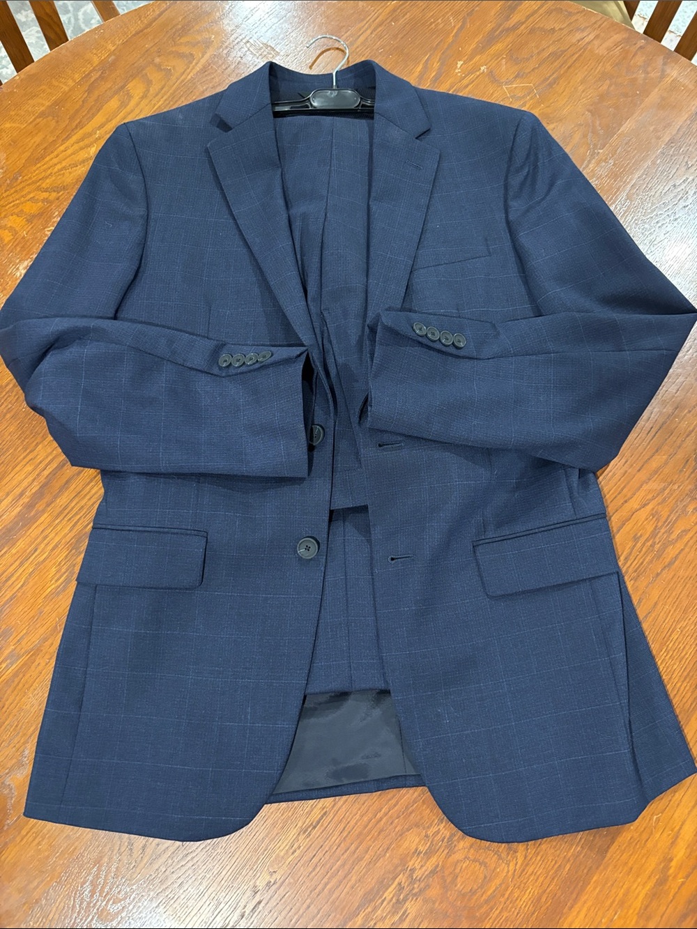 Jos. A. Bank Navy Windowpane Sport Coat - Tailored Two-Button Blazer